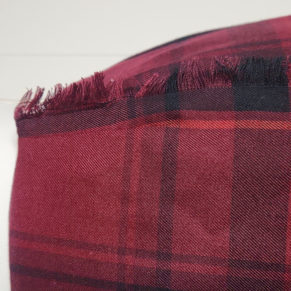 Y2K Red Plaid Side Fringe Classic Office Holiday Wrap Maxi Skirt - Picture 4 of 9